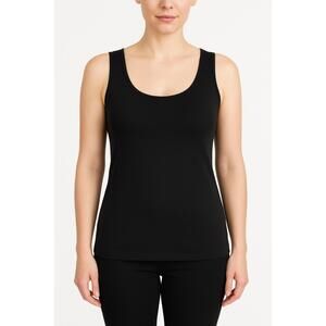 Tapemeasure Black Sleeveless Scoop Neck Stretchy Basic Tank‎ Top Womens Large